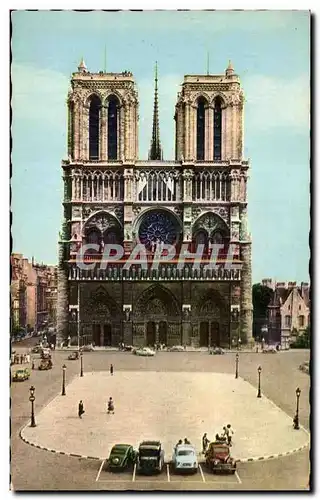 Cartes postales Paris La Cathedrale Notre Dame la Facade et le Parvis