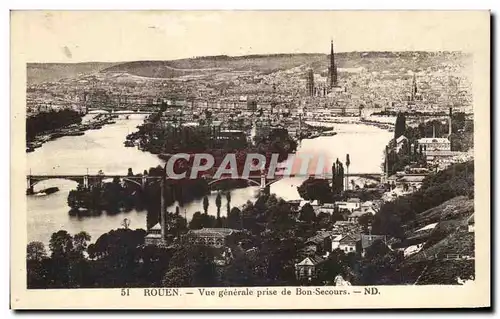 Cartes postales Rouen Vue Generale prise de Bon Secours