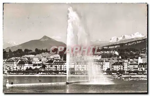 Cartes postales Geneve Le Jet d&#39eau et le Mont Blanc