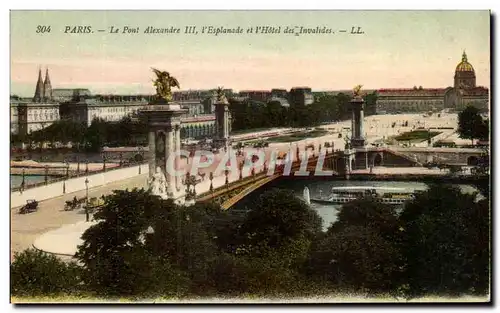 Cartes postales Paris Le Pont Alexandre III L&#39Esplanade et L&#39Hotel des Invalides