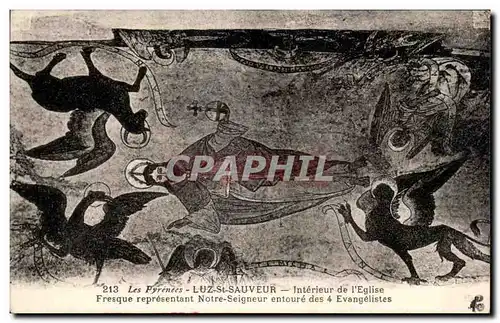 Cartes postales Luz St Sauveur Interieur de l&#39Eglise Fresque representant Notre Seigneur entoure des 4 evange