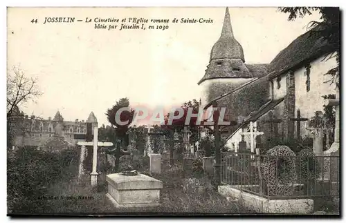 Cartes postales Josselin Le Cimetiere et l&#39Eglise Romane de Sainte Croix