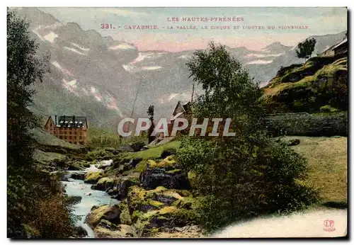 Cartes postales Les Hautes Pyrenees Gavarnie La Vallee Le Cirque Et L&#39Hotel Du Vignemale