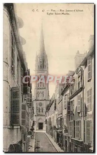 Cartes postales Pau Rue Jeanne d&#39Albert Eglise Saint Martin