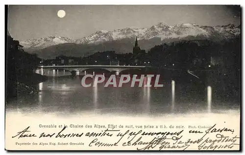 Cartes postales Grenoble Et La Chaine Des Alpes Effet De Nuit