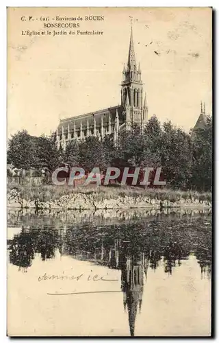 Cartes postales Environs De Rouen Bonsecours L&#39eglise Et Le Jardin Du Funiculaire