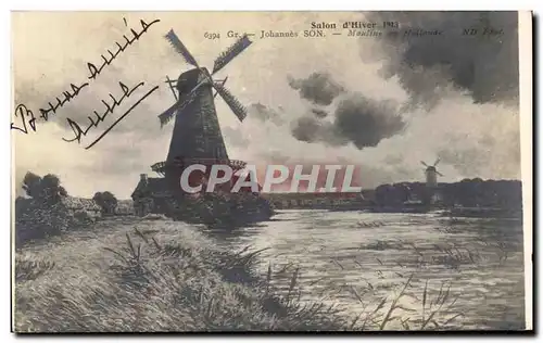 Cartes postales Salon D&#39hiver 1913 Johannes Son Moulins en Hollande