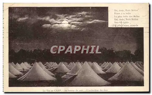 Cartes postales La Vie Au Camp Militaria Extinction des feux