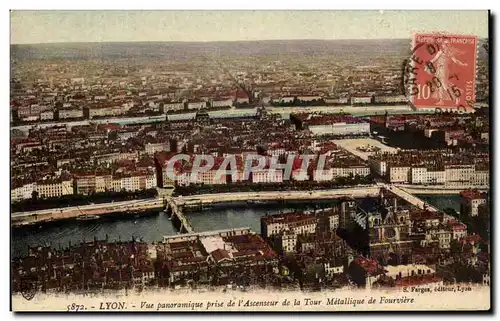 Cartes postales Lyon Vue Panoramique prise de I&#39Ascenseur de la Tour Metallique de Fourviere