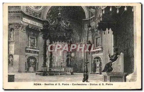 Ansichtskarte AK Roma Basilica di s Pietro Confessione Statua di