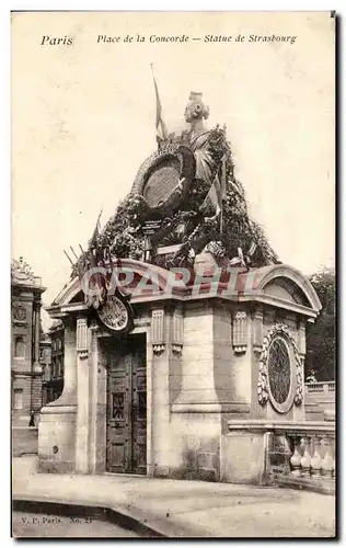 Ansichtskarte AK Paris Place de la Concorde Statue de Strasbourg