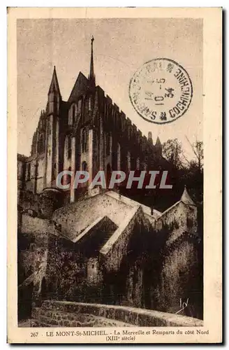 Cartes postales Le Mont St Michel La Merveille Et Remparts De Cote Nord