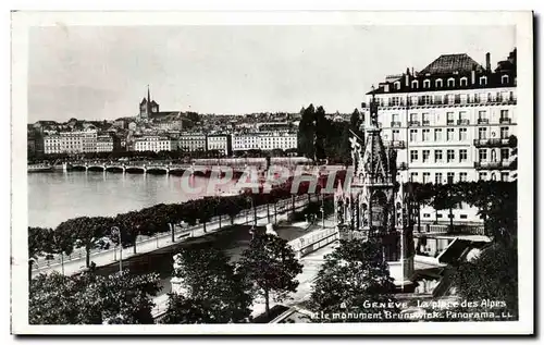 Ansichtskarte AK Geneve La Place Des Alpes Et Le Monument Brunswick Panorama