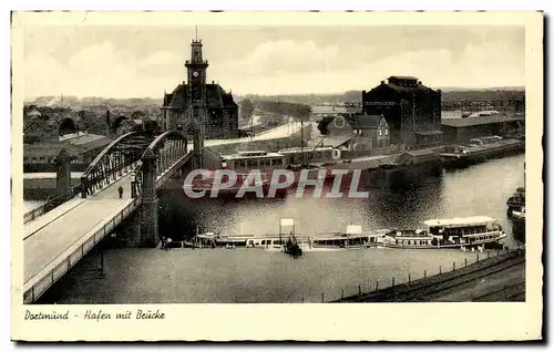 Cartes postales Dortmund Haffen mit Brucke Bateau