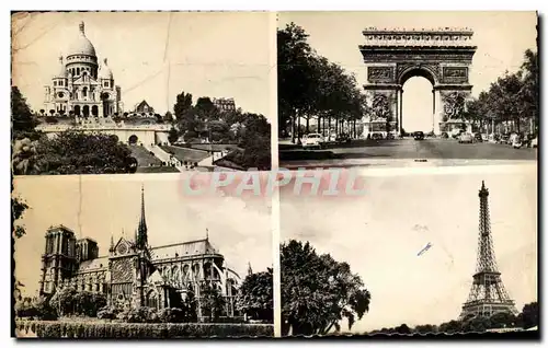 Cartes postales Paris La Basllique du Sacre Coeur de Montmartre et ses Jardins L'Arc de Triomphe Notre Dame d