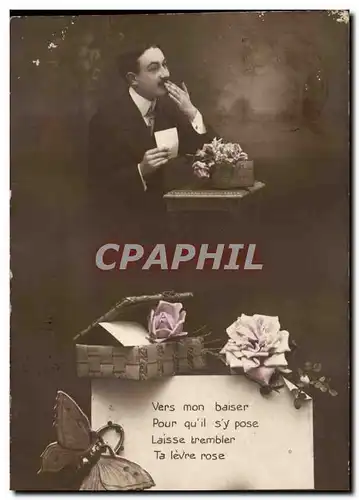 Cartes postales Vers Mon Baiser Homme papillon