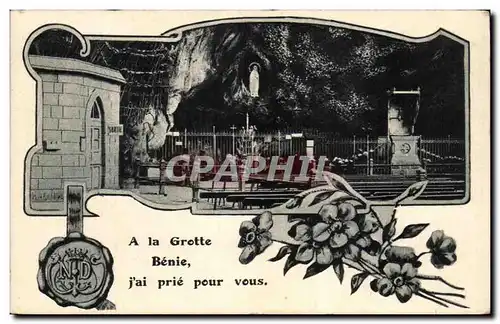 Cartes postales A La Grotte Benie J'ai prie pour vous lourdes