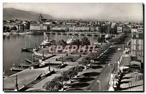 Moderne Karte Geneve Quai du Mont blanc et Vue sur la Ville