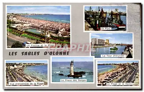 Cartes postales moderne Les Sables D'Olonne Piscine et plage Le port Tour d'Arundel Phare des Barges