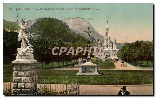 Cartes postales Lourdes La Basilique Et le Calvaire Breton