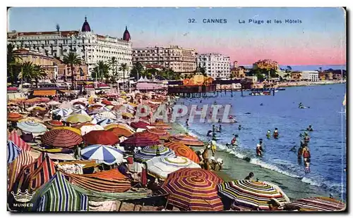 Cartes postales Cannes La Plage et les Hotels