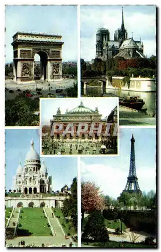 Cartes postales moderne Paris Arc de Triomphe Notre Dame Opera Sacre Coeur Tour Eiffel