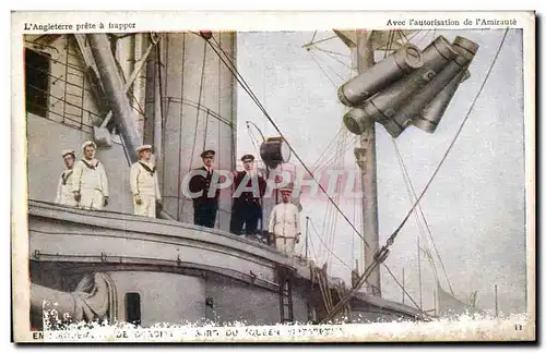 Cartes postales L&#39Angleterre prete a frapper Bateau de guerre