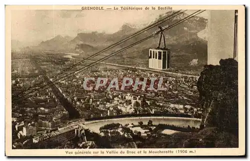 Cartes postales Grenoble Le Teleferique de la Bastille Vue generale sur la Vallee du Drac et le Moucherotte