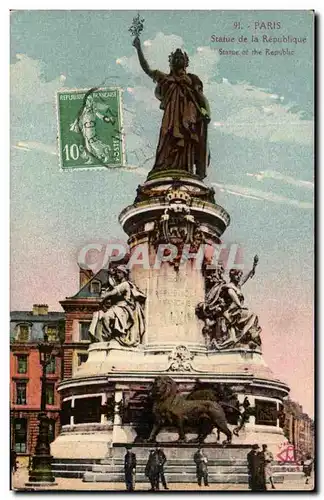 Cartes postales Paris Statue de la Republique Lion