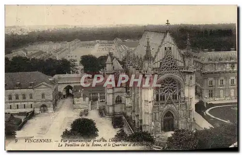 Cartes postales Vincennes Vue Panoramique prise du Donjon Le Pavillon de la Reine et le quartier d'artillerie