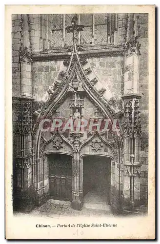 Cartes postales Chinon Portail de l&#39Eglise Saint Etienne Publicite Eugene St Remy Rue du Siam Brest