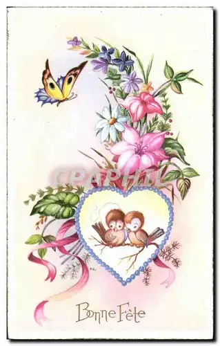 Cartes postales Bonne fete Oiseau Papillon