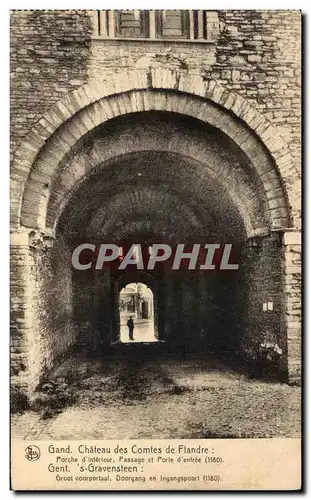 Cartes postales Gand Chateau des Comtes de Flandre Porche d&#39entree Passage et porte d&#39entree