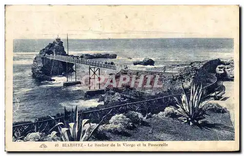 Cartes postales Bizrritz Le Rocher de la Vierge et Passerelle