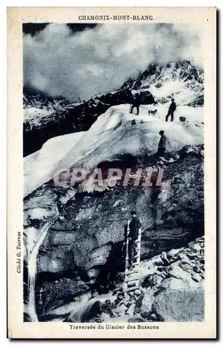 Cartes postales Chamonix Mont Blanc Traversee du glacier des Bossons