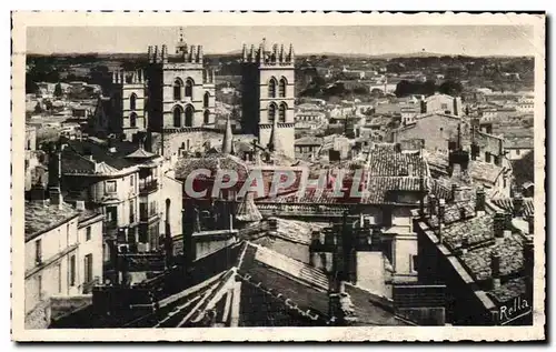 Cartes postales Montpellier Generale et Tours de la Cathedrale St Pierre