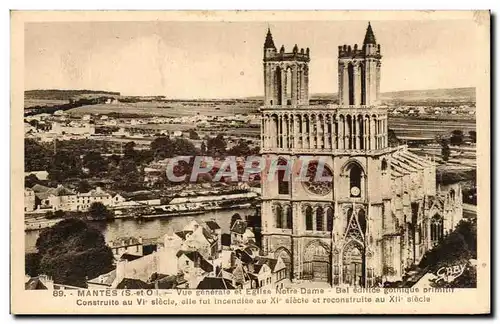 Ansichtskarte AK Mantes Vue Generale et Eglise Notre Dame