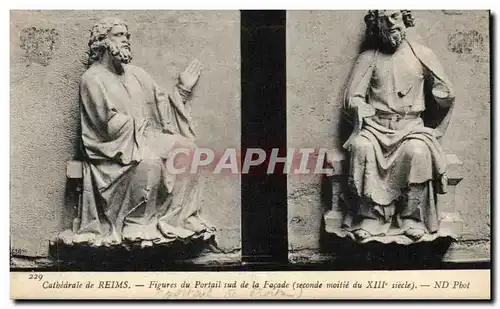 Ansichtskarte AK Cathedrale de Reims Figures du Portail sud de la Facade