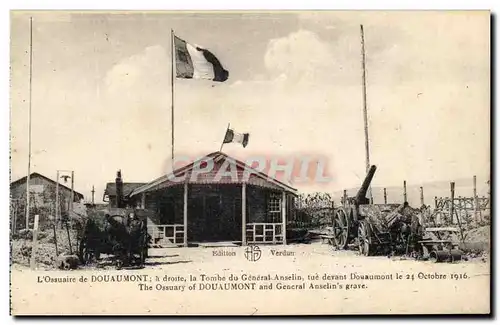 Cartes postales L&#39Ossuaire de Douaumont a droite la Tombe du Generale Anselin Militaria