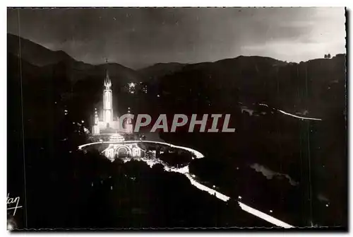 Cartes postales Lourdes La Basilique Illuminee