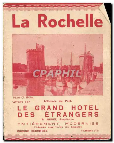 Feuillet La Rochelle Le Grand Hotel Des Etrangers Pharmacie Gaudin Place du MArche