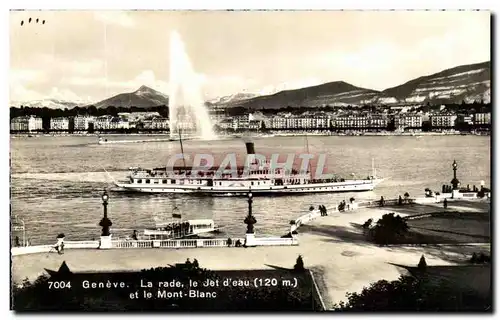 Cartes postales Geneve La rade le Jet d&#39eau et le Mont Blanc Bateau