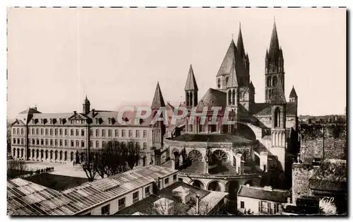 Cartes postales Caen Eglise St Etienne Cote de l&#39Abside et le Lycee