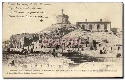 Cartes postales Environs De Clermont Ferrand Sommet Du Puy De Dome Ruines Du Temple Mercure Observatoire