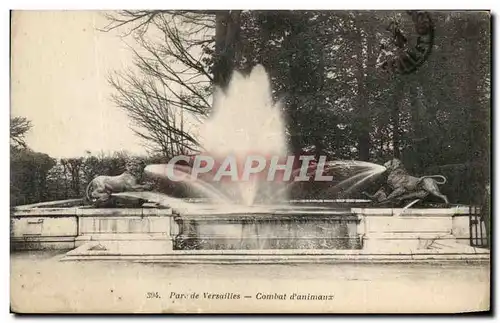 Cartes postales Parc de Versailles Combat d&#39animaux Lion