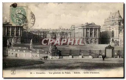 Ansichtskarte AK Versailles Vue generale du Palais Entree Grille d&#39honneur