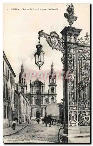 Cartes postales Nancy Rue de la Constitution et Cathedrale