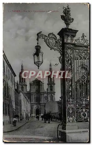 Cartes postales Nancy Rue de la Constitution et cathedrale