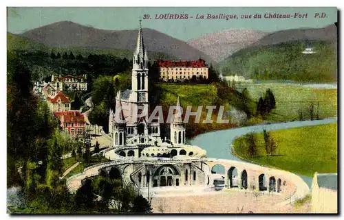 Ansichtskarte AK Lourdes La Basilique vue du Chateau Fort