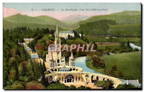 Ansichtskarte AK Lourdes La Basilique vue du Chateau Fort